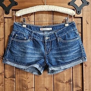 Levi's Shorty Short Dark Blue Stretch Denim 2" Shorts size 9